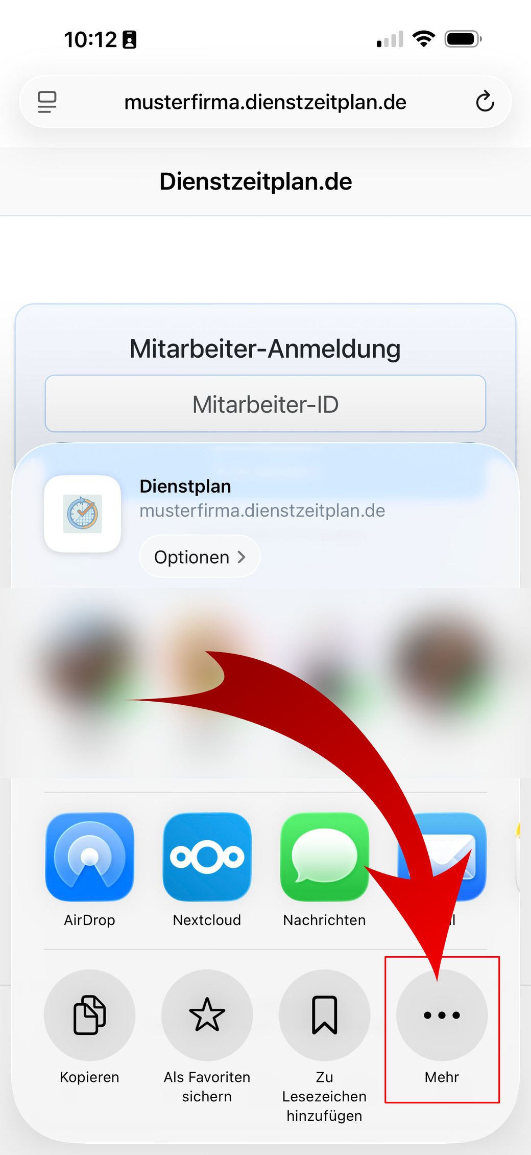 Schritt 3: Mehr (...) im Teilen-Menü